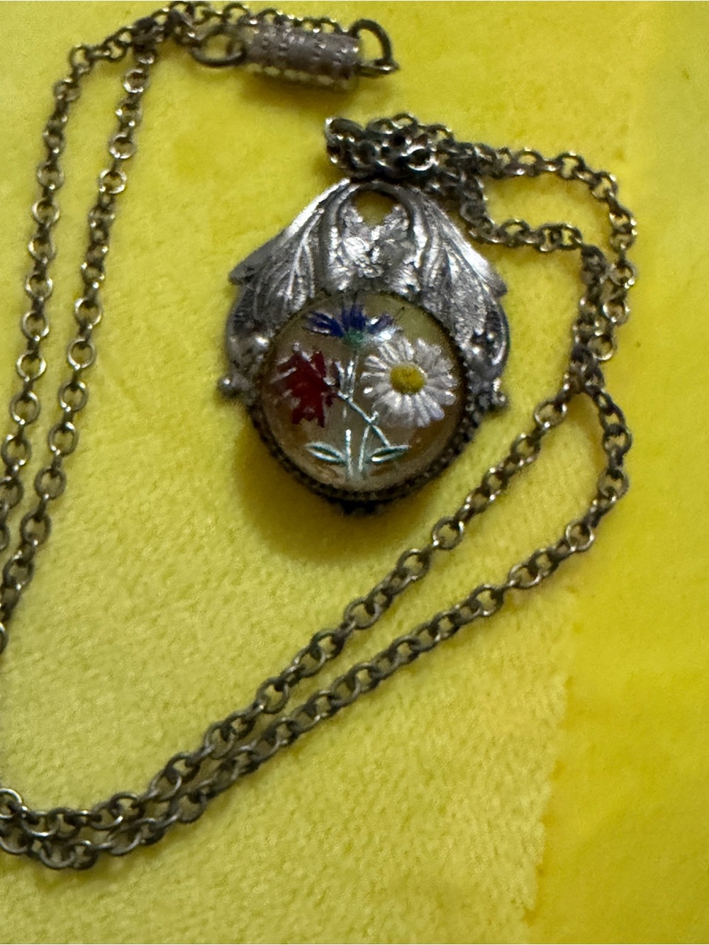 Reverse-painted/Eglomisé-style floral Germany mid-20th century.